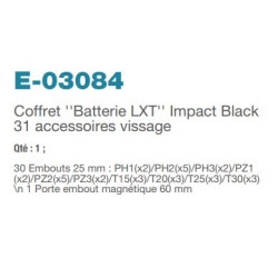 COFFRET VISSAGE IMPACT BLACK 31 PCS (FORME BATTERI MAKITA - DOLMAR E-03084