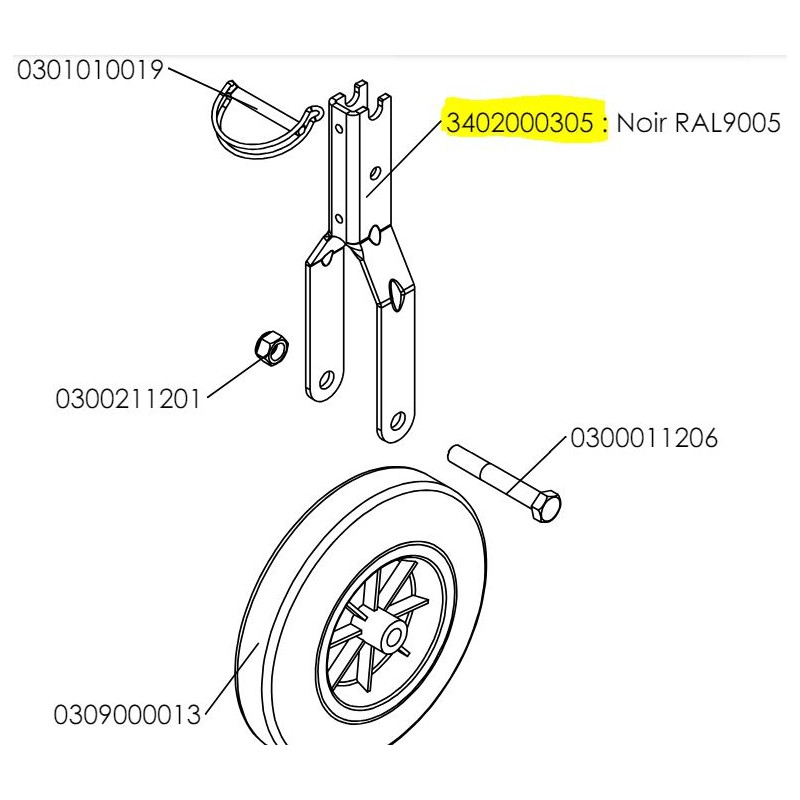 SUPPORT DE ROUE SIMPLE M1506 PUBERT - STAUB - OLEO MAC 3402000305 -