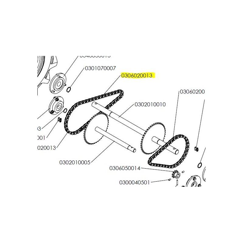 CHAINE TRANSMISSION 78 MAILLONS PUBERT - STAUB - OLEO MAC - KIVA 0306020013 - 13309 - K306020015