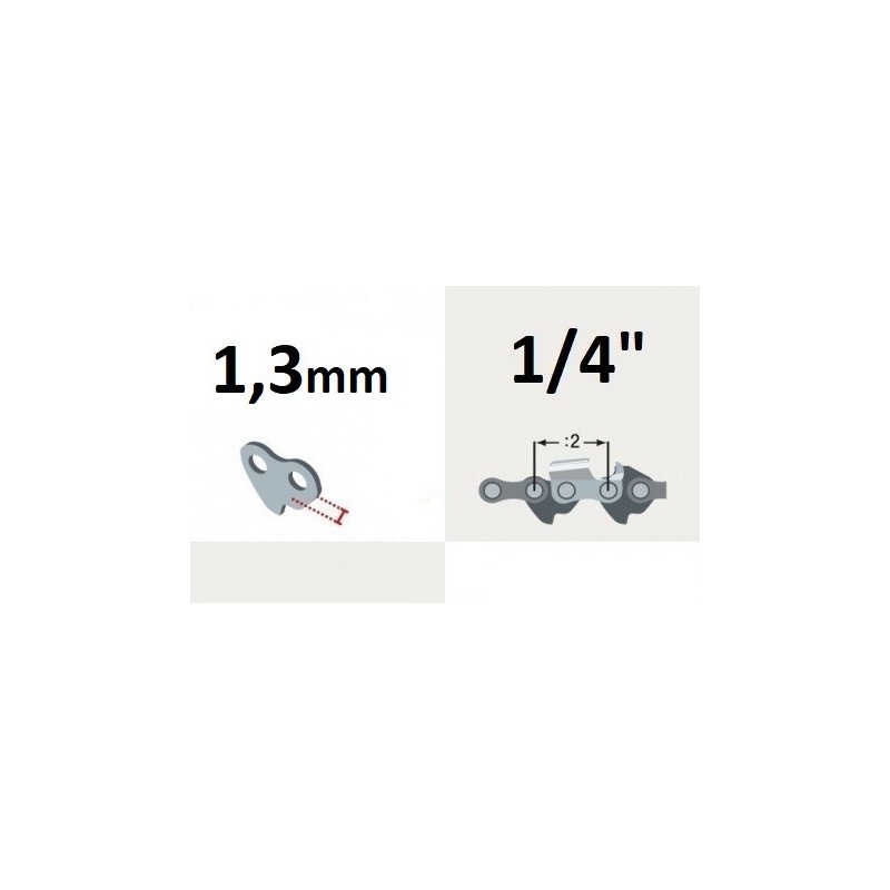 Chaîne tronçonneuse prédécoupée Semi-carrée, pas 1/4", jauge .050, 1.3 mm, 40 maillons, 40 entraineurs