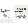 Guide chaîne tronçonneuse ALPINA P400, P450, P460, P500, P510, P522, 40cm, pas 325, jauge 1.50 mm, .058, 66 maillons, 66 entraîn