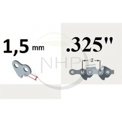 Guide chaîne tronçonneuse MAKITA DCS430, DCS431, DCS520, DCS540, 40cm, pas 325, jauge 1.50 mm, .058, 66 maillons, 66 entraîneurs