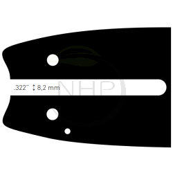 Guide chaine tronçonneuse CASTEL CS16E, CS17E, CS35P, CS36, CS39, 35 cm, pas 3/8LP, jauge 1.3 mm, .050 , 50 maillons, 50 entrain