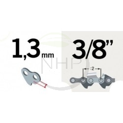 Guide chaîne tronçonneuse ALPINA EURO-35, EURO-40, EURO-45, 40cm, 16", pas 3/8LP, jauge 1.3 mm, 0.050, 55 maillons, 55 entraîneu