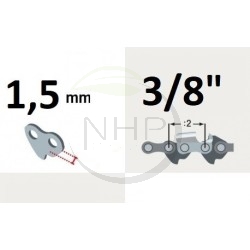 Guide chaine tronçonneuse MAKITA DCS6400, DCS6401, DCS7300, DCS7301, 45cm, pas 3/8, jauge 1,50 mm, .058, 68 maillons, 68 entrain