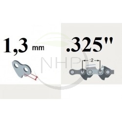 Guide chaine tronçonneuse MAKITA DCS430, DCS431, DCS520, DCS4300i, 38cm, 15", pas .325, jauge 1.3 mm, .050 , 64 maillons, 64 ent