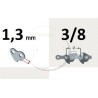 Chaîne tronçonneuse ECHO CS500EVL, CS500VL, CS501, pas 3/8, jauge .050, 1,3mm, 56 maillons, 56 entraineurs