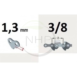 Chaîne tronçonneuse ECHO CS4200, CS4400, pas 3/8, jauge .050, 1,3mm, 60 maillons, 60 entraineurs