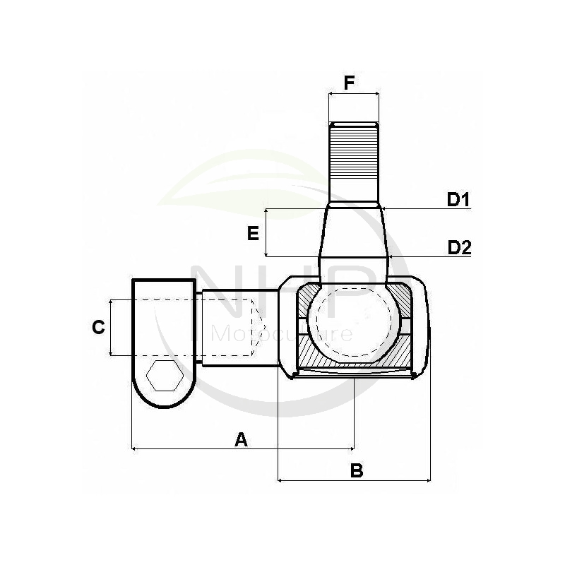 Rotule de direction longueur 100mm, diamètre M14