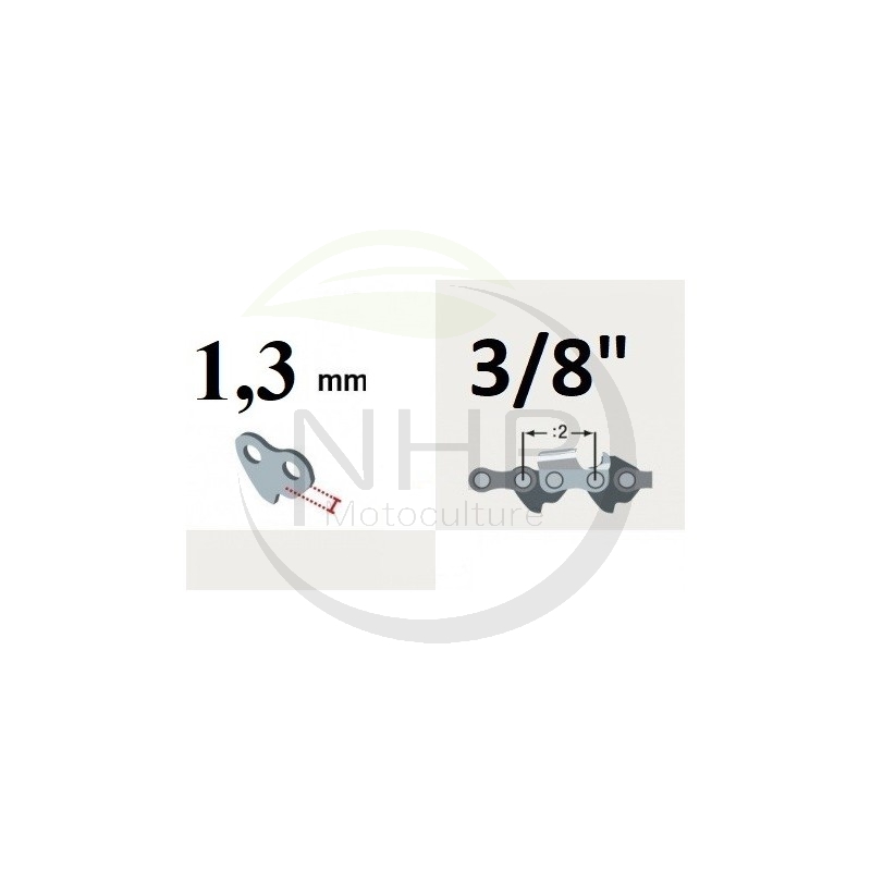 Chaîne tronçonneuse OREGON 72LPX091E, 72PX091E, 72DPX091E, 72DP091E, pas 3/8, jauge .050, 1.3 mm, 91 maillons, 91 entraineurs