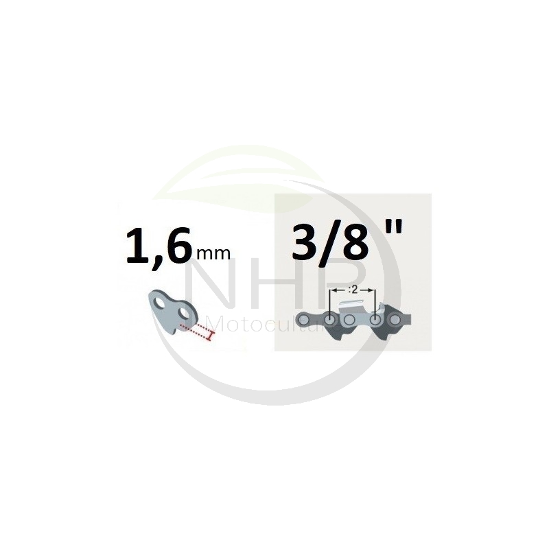 Chaîne tronçonneuse prédécoupée Semi-Chisel, pas 3/8, jauge .063, 1.6 mm, 94 maillons, 94 entraineurs