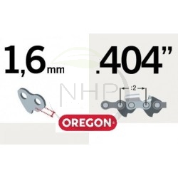 Chaîne tronçonneuse OREGON 59L109E, 59AC109E, 27X109E, 27PX109E, pas .404", jauge .063, 1.60 mm, 109 maillons, 109 entraineurs