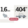 Chaîne tronçonneuse OREGON 59L109E, 59AC109E, 27X109E, 27PX109E, pas .404", jauge .063, 1.60 mm, 109 maillons, 109 entraineurs