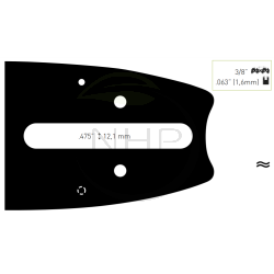 Guide chaine tronçonneuse OREGON 203ATMD025, 50cm, pas 3/8, jauge 1.6 mm, 0.63, 72 maillons, 72 entraineurs